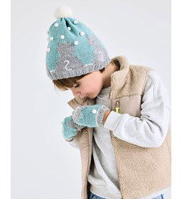 Muts en wanten met katjes gemaakt van Phildar Phil Lambswool 51