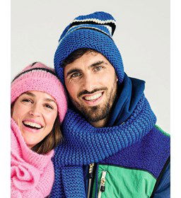 Muts met sjaal in ribbel- en tricotsteek gemaakt van Phildar Phil Rapido