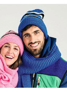 Muts met sjaal in ribbel- en tricotsteek