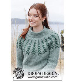 Damestrui met bladpatroon gemaakt van DROPS Sky