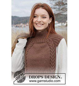 Kraag met kabels gemaakt van Drops Merino extra fine