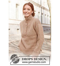 Damestrui met hoge kraag gemaakt van DROPS Soft Tweed