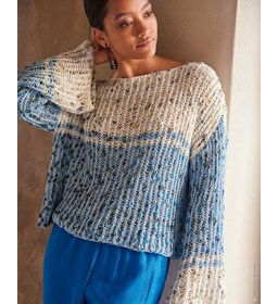 rechte tweekleurige trui gemaakt van Haaknaalden