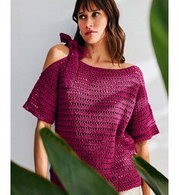 Zomers topje met blote schouders gemaakt van Phildar Phil Artisane