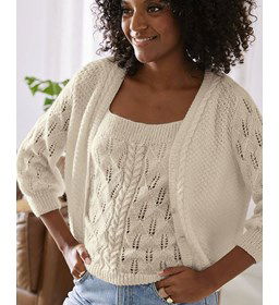 Fijn damesvest met ballonmouwen gemaakt van Phildar Phil Irise