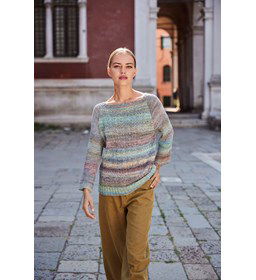 slijlvolle damestrui Talisa met brede halslijn gemaakt van Breinaalden