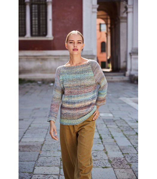 Breipatroon slijlvolle damestrui Talisa met brede halslijn