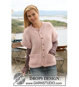 vest met korte mouwen en zakken  gemaakt van Drops Snow - Eskimo