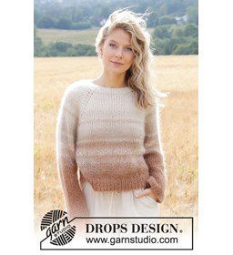 Zandval Gestreepte Raglantrui gemaakt van Drops Kid Silk