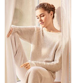 Damestrui in ribbel- en tricotsteek gemaakt van Lana Grossa Linarte