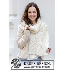 Sjaal met kabels en gerstekorrel gemaakt van Drops Karisma