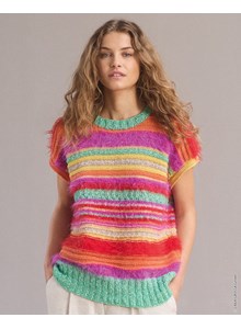 Breipatroon mouwloze vrolijk gestreepte trui gemaakt van Lana Grossa Summer Softness