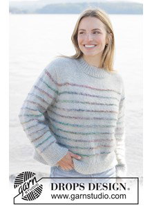Breipatroon damestrui forest rainbow met meerkleurige lijnen gemaakt van Drops Kid Silk