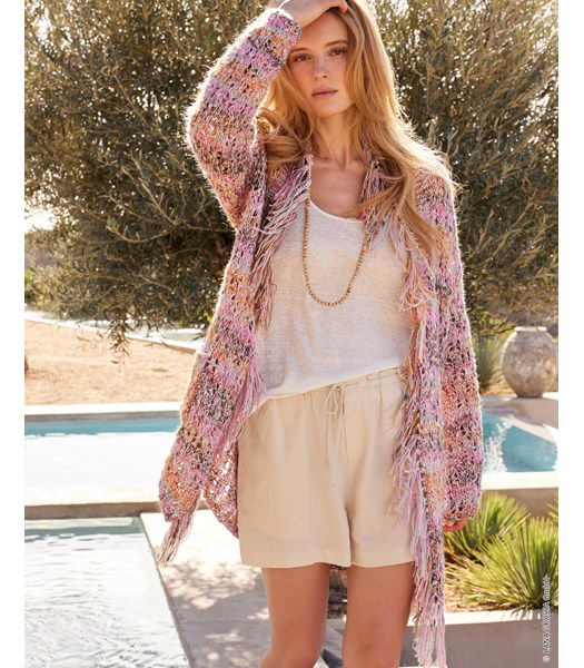 Breipatroon zomers damesvest met franjes