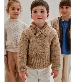 Jongenstrui met opstaan halsboord gemaakt van Phildar Phil Tweedy