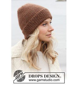 Muts in boordsteek gemaakt van Drops Kid Silk
