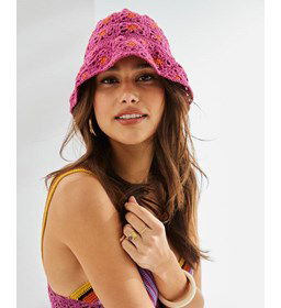 Zonnehoed in granny squares gehaakt gemaakt van Phildar Phil Coton 3