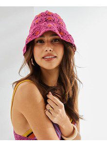 Zonnehoed in granny squares gehaakt