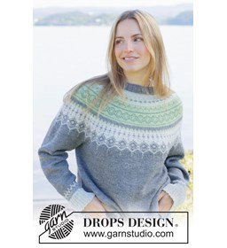 damestrui Ice Maiden Sweater met Noors patroon gemaakt van Breinaalden zonder knop