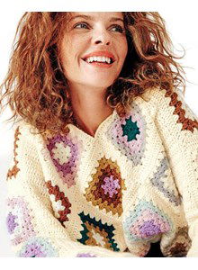 Granny square trui met V-hals