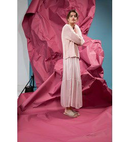 Damestrui in parelsteek en verticale tricotsteek baan gemaakt van Lang Yarns Amira