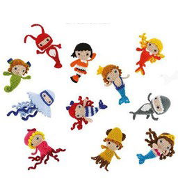 Zee figuren gemaakt van Scheepjes Catona 25 en 10 gram