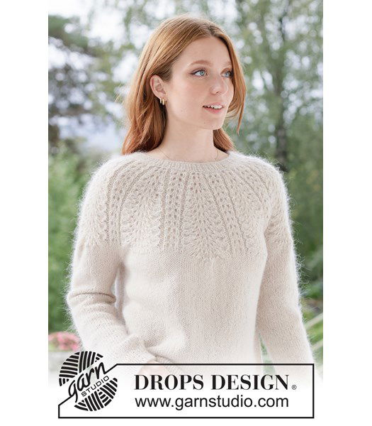 Breipatroon Gebreide damestrui met kantpatroon en ronde pas in mohairmix