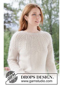 Gebreide damestrui met kantpatroon en ronde pas in mohairmix