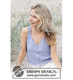 Damestop met knoopjes gemaakt van Drops Safran