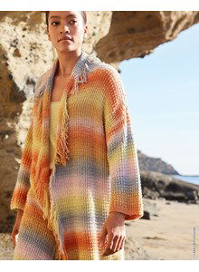 Breipatroon damesvest met kleine rolkraag gemaakt van Lana Grossa Cotonella