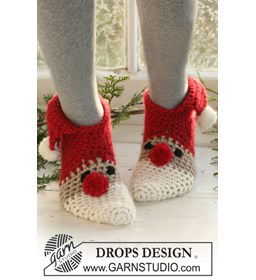 Gehaakte Kerstsloffen gemaakt van Drops Snow - Eskimo