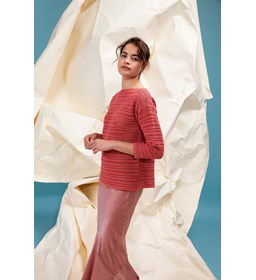 Gehaakte trui met verticaal gaatjespatroon gemaakt van Lang Yarns Baby Cotton