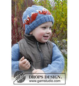 Gebreide muts met vossenpatroon  gemaakt van Drops Lima