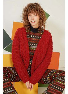 Kort damesvest met brede kabel