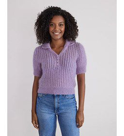 Damestruitje met korte mouwen gemaakt van Phildar Phil Mohair Soie Lurex