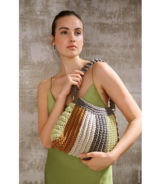 Haakpatroon schoudertas in grof ribbelpatroon