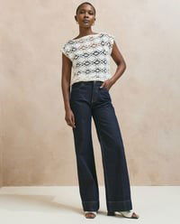 Damestop in filethaakwerk gemaakt van Handwerk accesoires