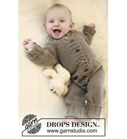 Gebreid kruippak met raglan. gemaakt van Drops Merino extra fine