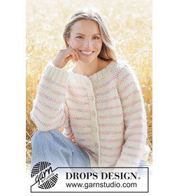 Oversized gebreid vest met strepen en punnikrand gemaakt van DROPS Fiesta