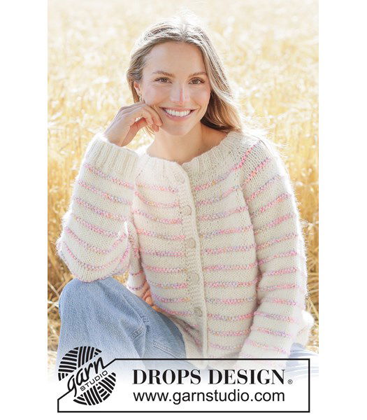 Breipatroon Oversized gebreid vest met strepen en punnikrand