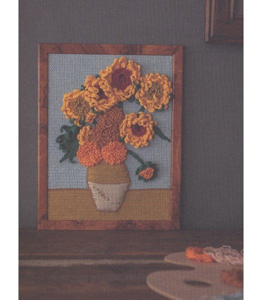 Haakpatroon Wandkleed 3D zonnebloemen van Gogh
