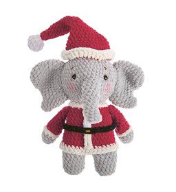 Knuffel olifant verkleed als kerstman  gemaakt van Haaknaalden