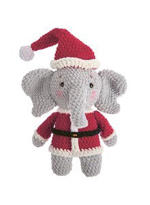 Knuffel olifant verkleed als kerstman 