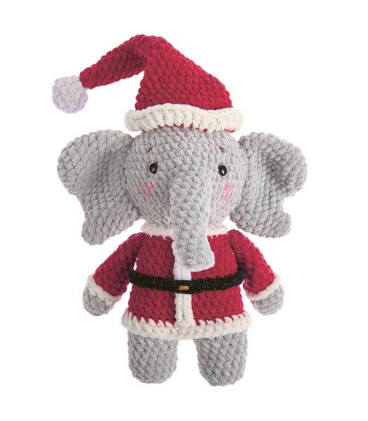 Haakpatroon Knuffel olifant verkleed als kerstman 