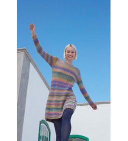 Meerkleurige jurk met lange mouwen