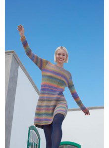 Meerkleurige jurk met lange mouwen