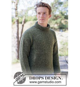 Gebreide trui met kantpatroon in Alpaca en Kid-Silk gemaakt van Rondbreinaald nr 4,5