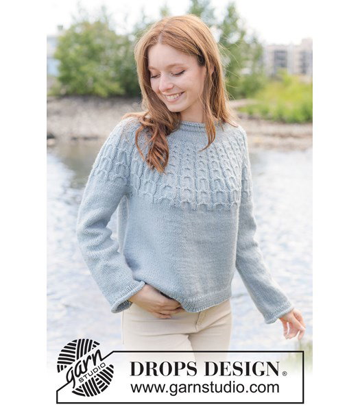 Breipatroon damestrui River Dream Sweater met ronde pas en kabelpatroon