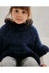 Breipatroon Poncho met bontrand van andere kant