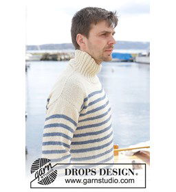 Herentrui met strepen gemaakt van DROPS Soft Tweed
